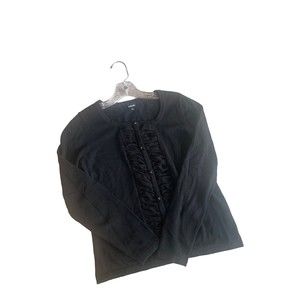 Womens Medium Black Rafaella Sweater Cardigan Black Onyx Theme Button